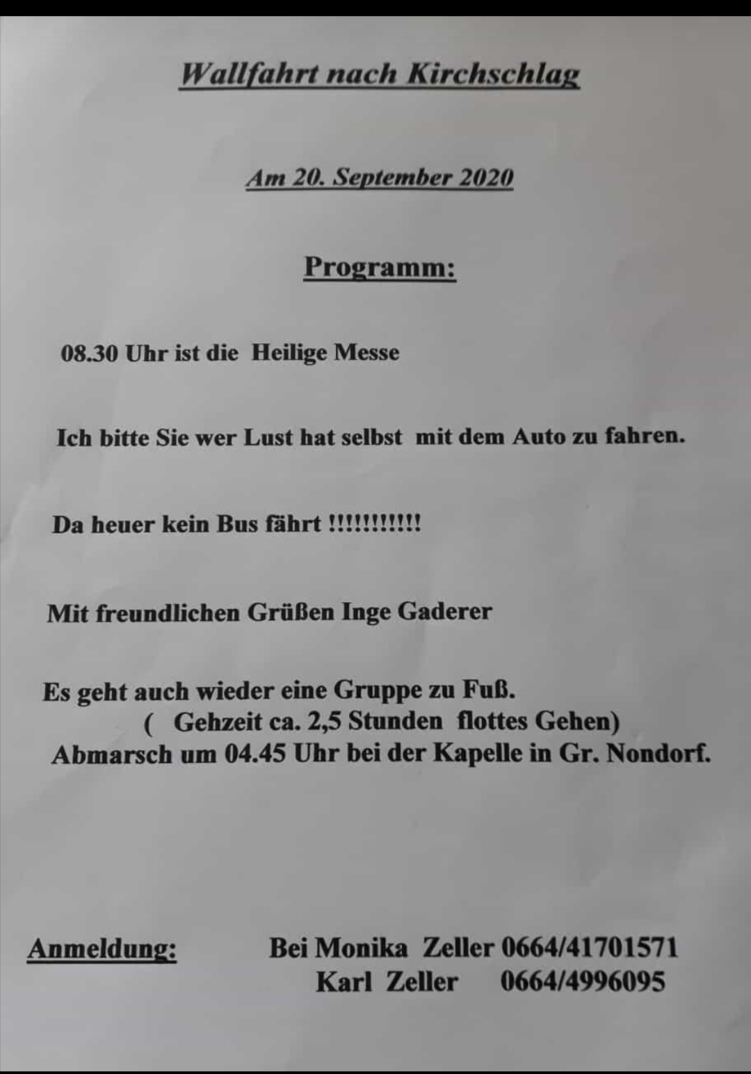 Wallfahrt nach Kirchschlag