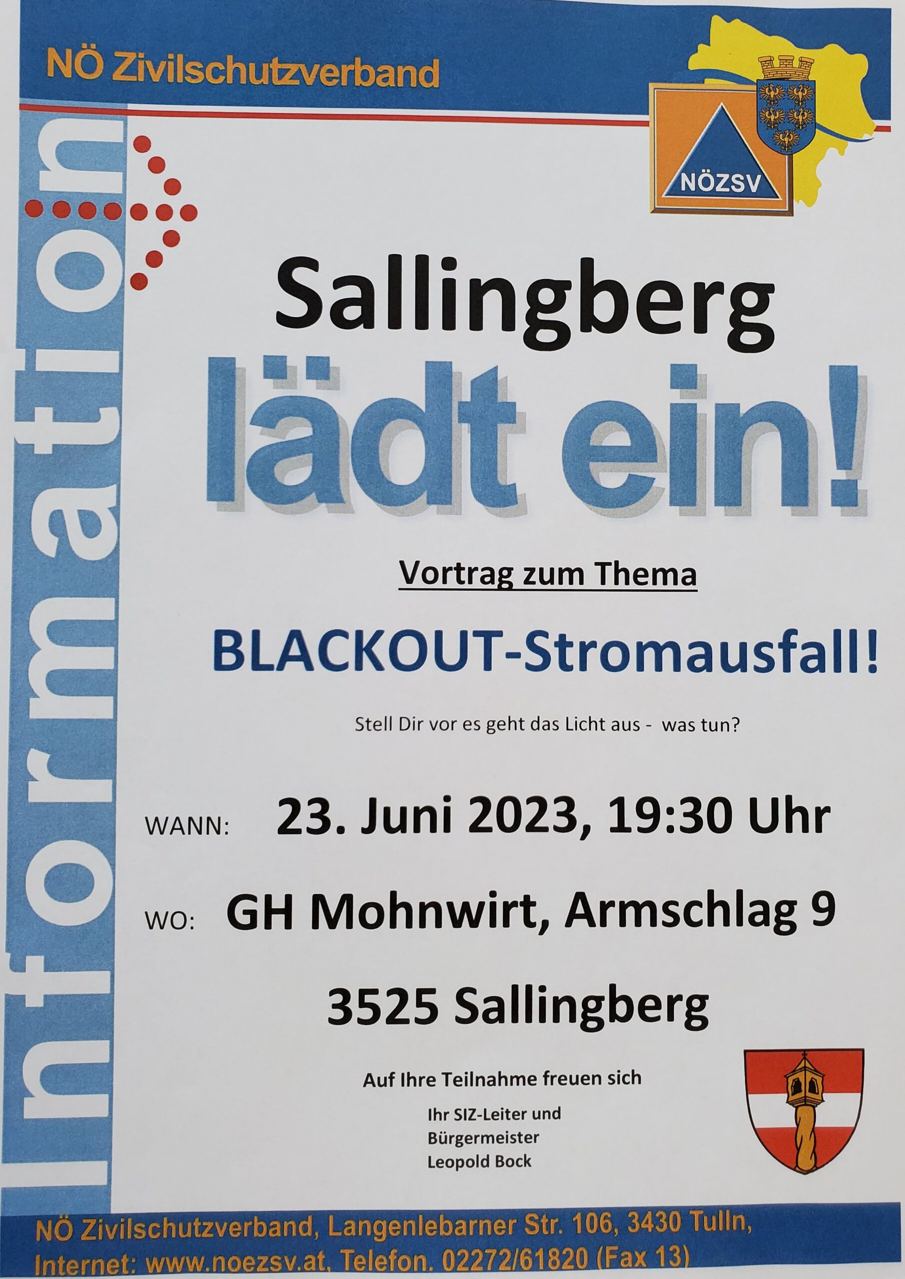Blackout-Stromausfall! Informationsveranstaltung im GH Mohnwirt-Armschlag
