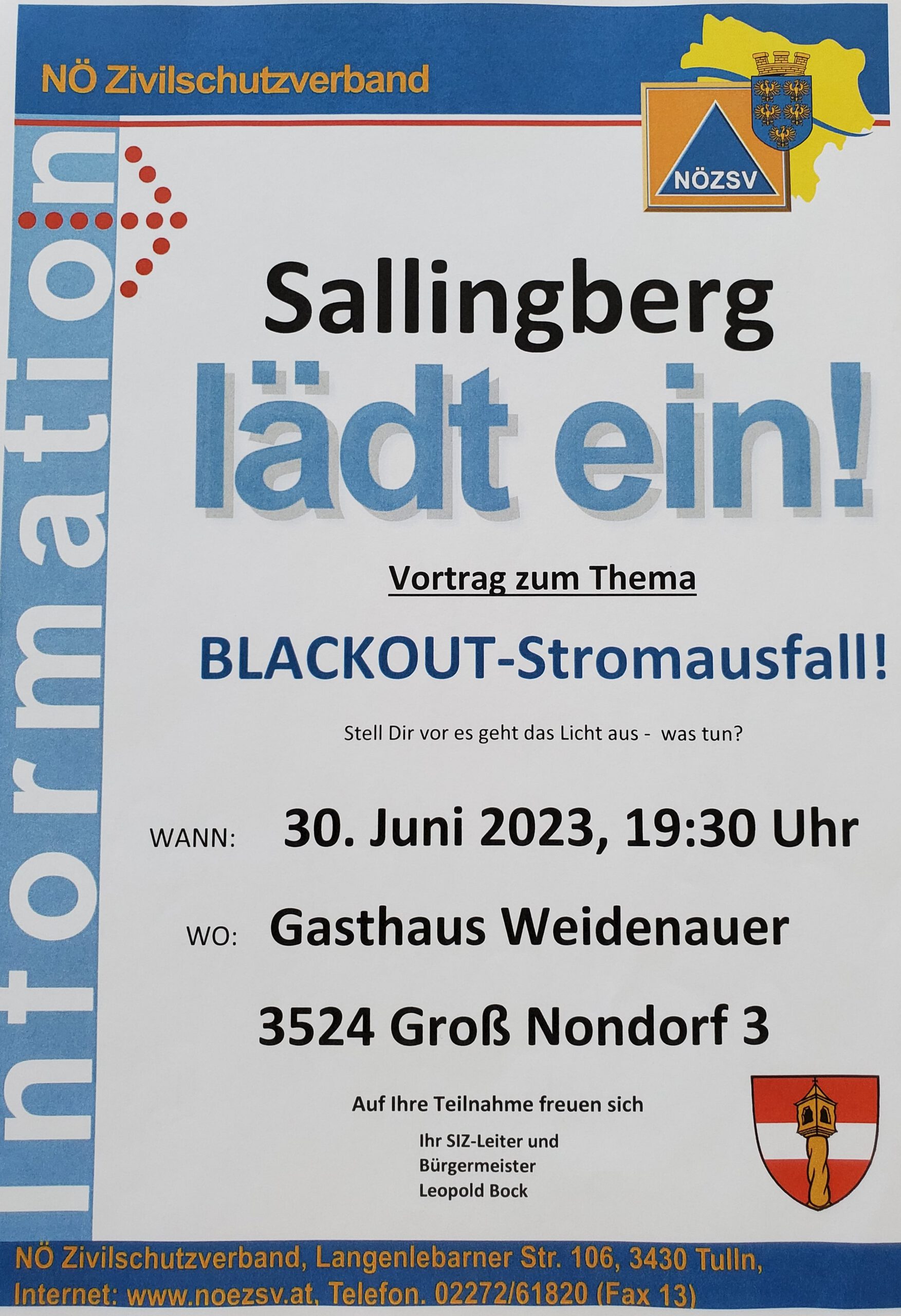 Blackout-Stromausfall! Informationsveranstaltung im GH Weidenauer, Großnondorf